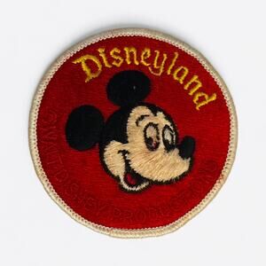 VTG Walt Disney Productions Disneyland Mickey Mouse Iron-on Patch Red RARE